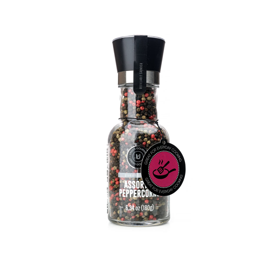 THE CLASSIC Assorted Peppercorns Glass Grinder, 8.5