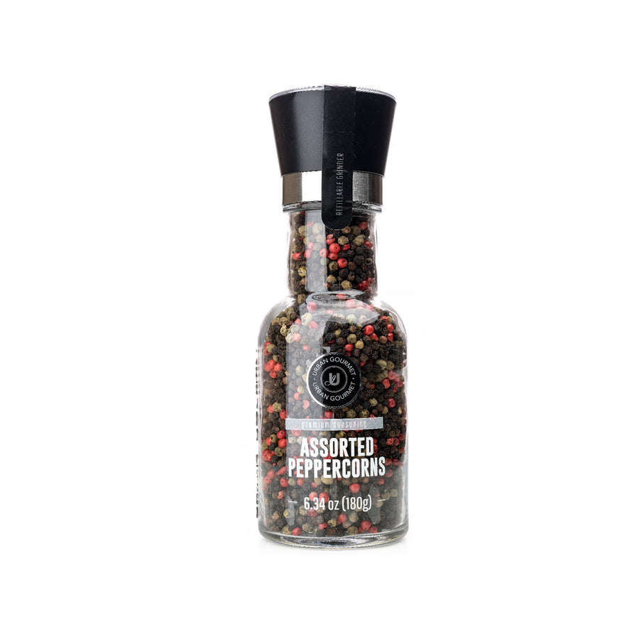 THE CLASSIC Assorted Peppercorns Glass Grinder, 8.5