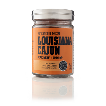 THE AUTHENTIC RUB SHAKERS LOUISIANA CAJUN GLASS SPICE RUBS WITH STAINLESS STEEL TOP SHAKER